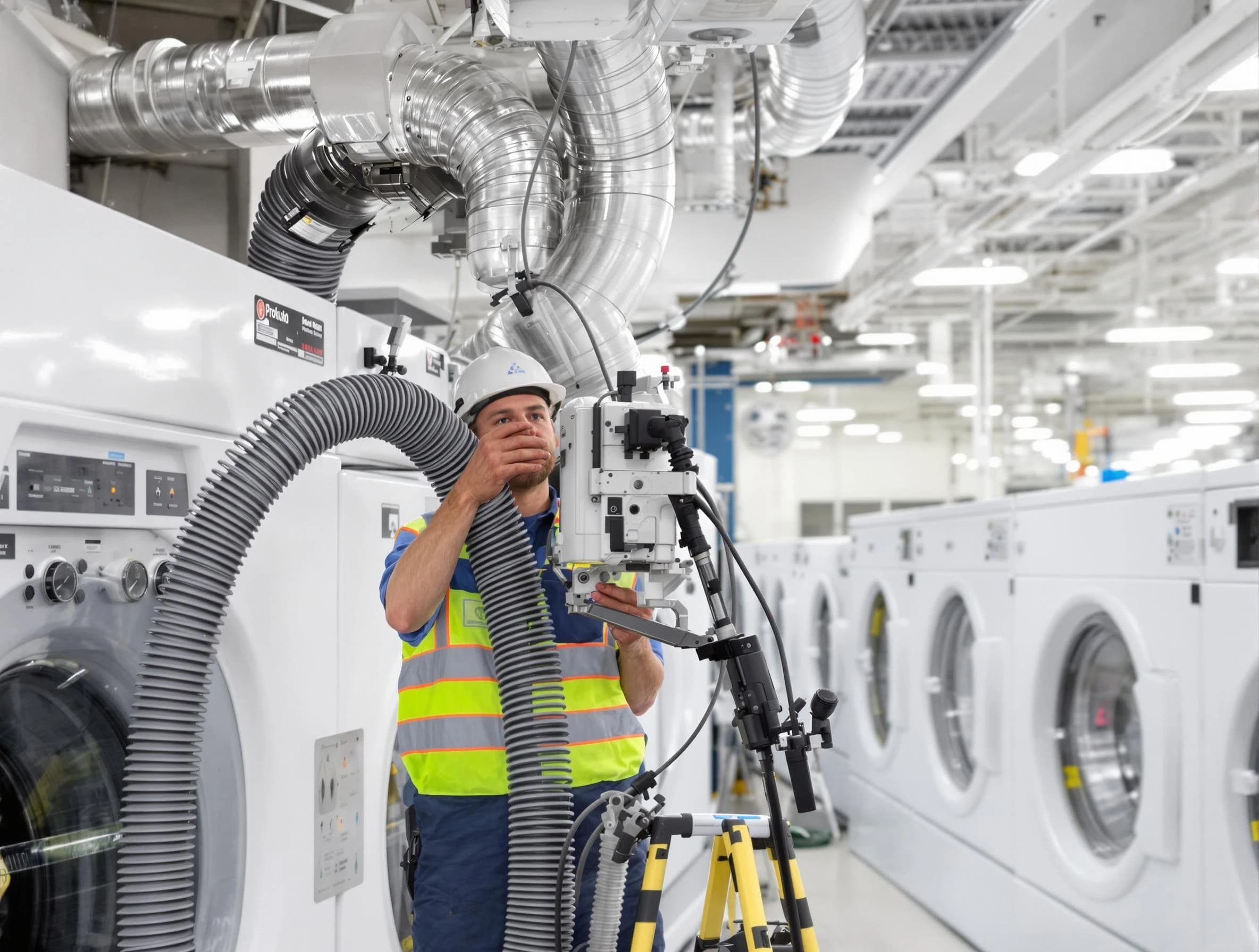 Argo Dryer Vent Cleaning team performing commercial-grade dryer vent cleaning at a business facility in Argo