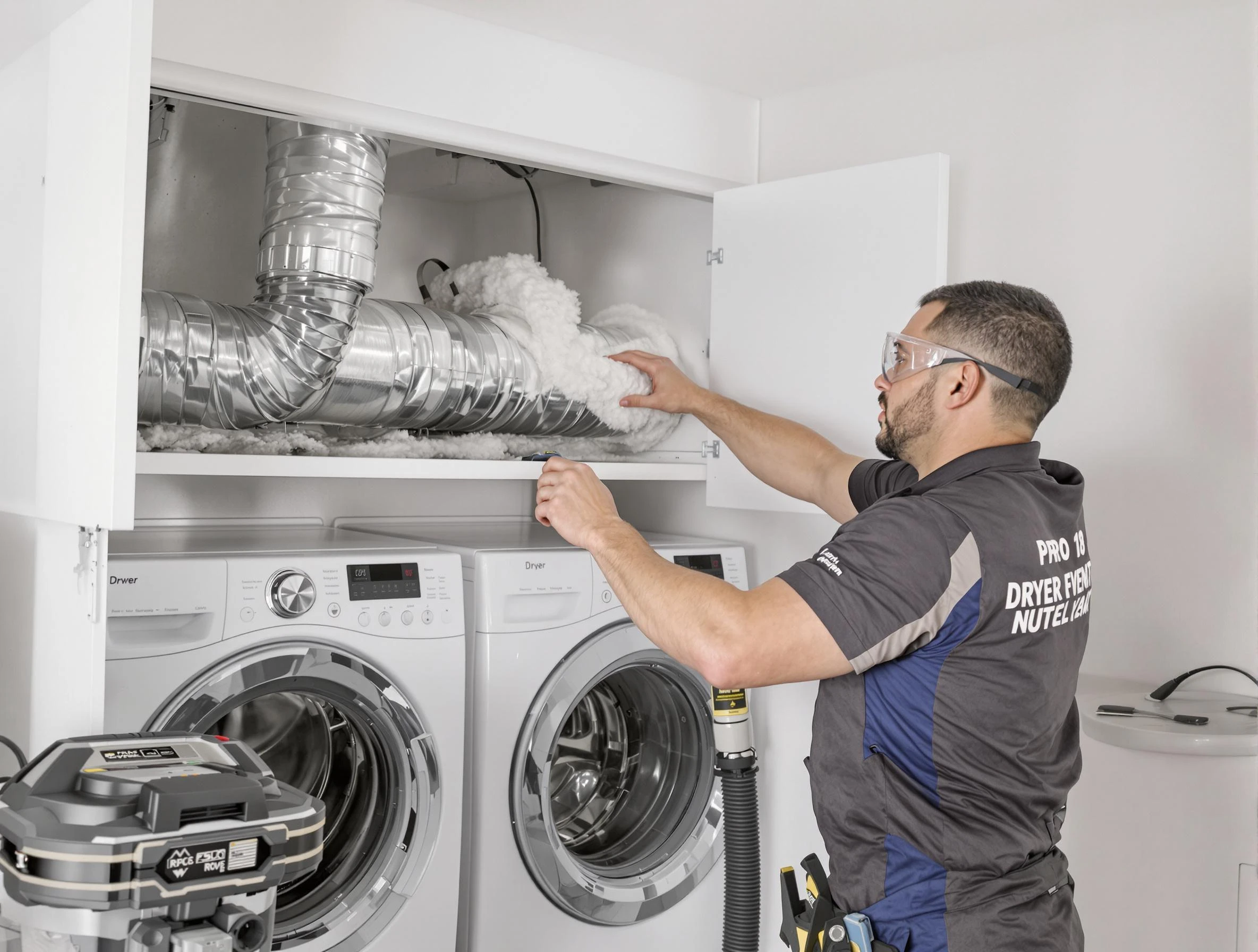 Argo Dryer Vent Cleaning certified technician performing specialized gas dryer vent cleaning in Argo